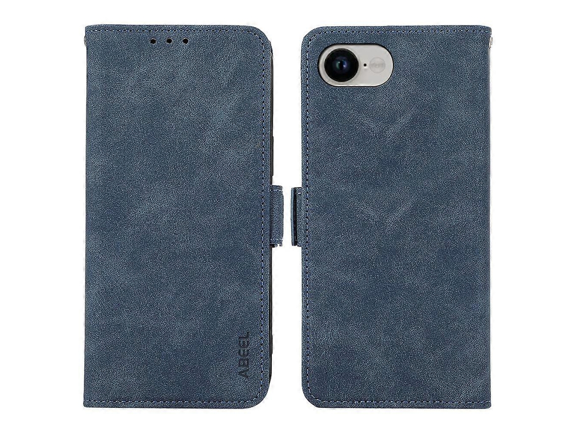 Capa Abeel Para Iphone 16e, Capa De Couro Pu Com Suporte Tipo Fólio E Bloqueio Rfid, Azul