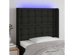 Vidaxl Cabeceira De Cama C/ Luzes Led Tecido 103x16x118/128 Cm Preto