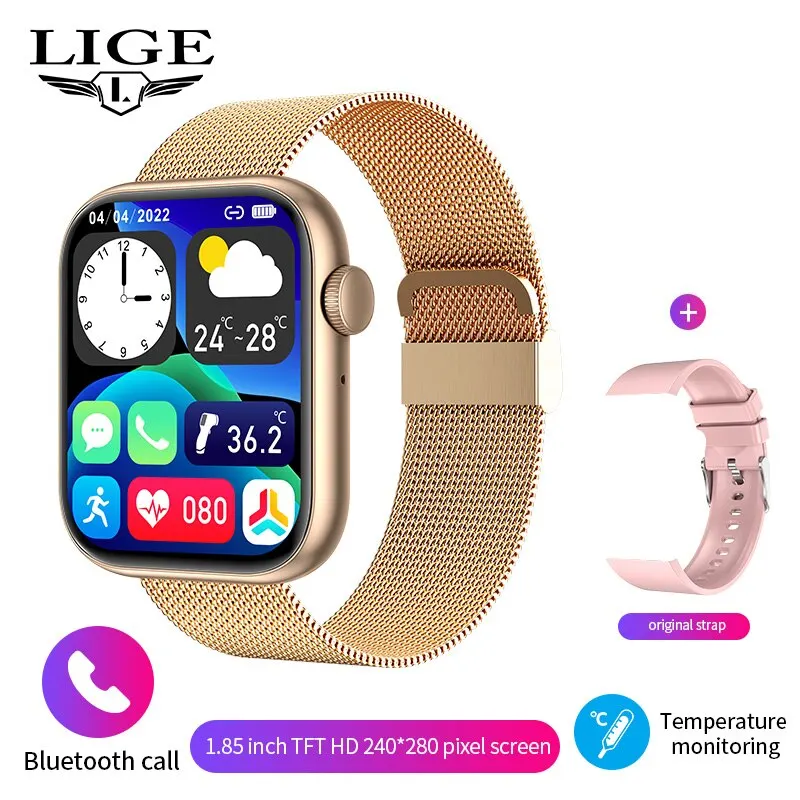 (cinto De Malha Dourada) Rastreador De Fitness À Prova D'água Com Tela Sensível Ao Toque Completa, Chamadas Bluetooth