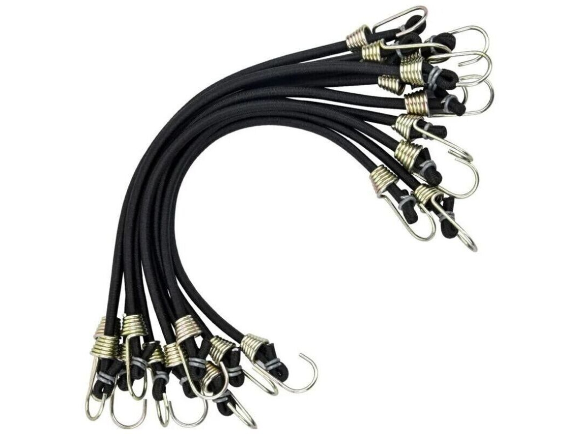 Cintas Elásticas Com Ganchos, 10 Unidades, Preto, Borracha, Resistente, Elástica, Para Camping, Bagagem, Bicicletas, Motocicletas, Carros