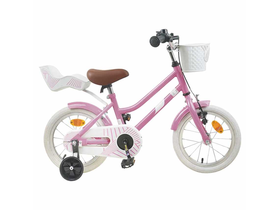 Vidaxl Bicicleta Infantil 14 Polegadas Para 3 A 5 Anos Rosa Claro