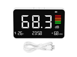 Yuru medidor de Decibéis digital desktop 30-130dba, com temperatura e umidade, LCD | S/MARCA