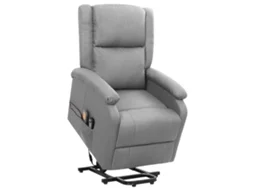 Vidaxl Poltrona Elevatória De Massagens Tecido Cinzento-claro