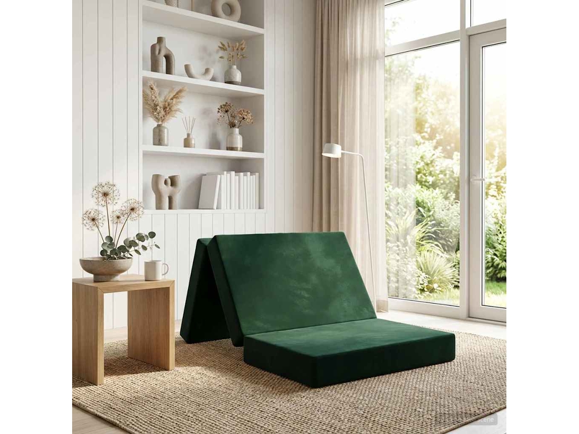 Vidaxl Sofá Cama Dobrável 80 X 67 X 45 Cm Verde-escuro
