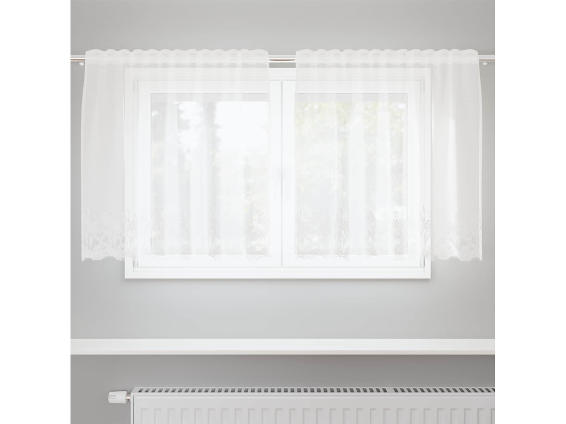 Vidaxl Cortina De Renda Branco 100 X 150 Cm Poliéster