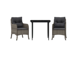 Conjunto de Jantar 3 Pcs para Jardim com Almofadões Vime Pe Cinza MAISON EXCLUSIVE (3 pcs)