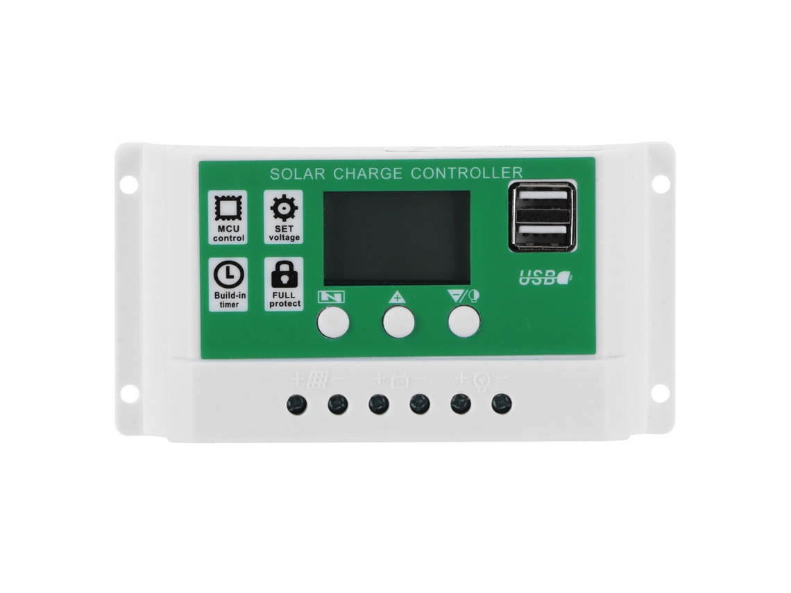 Controlador de Carga Solar LCD 10a 12v/24v, Regulador Pwm, Proteção, Tela Ajustável | S/MARCA