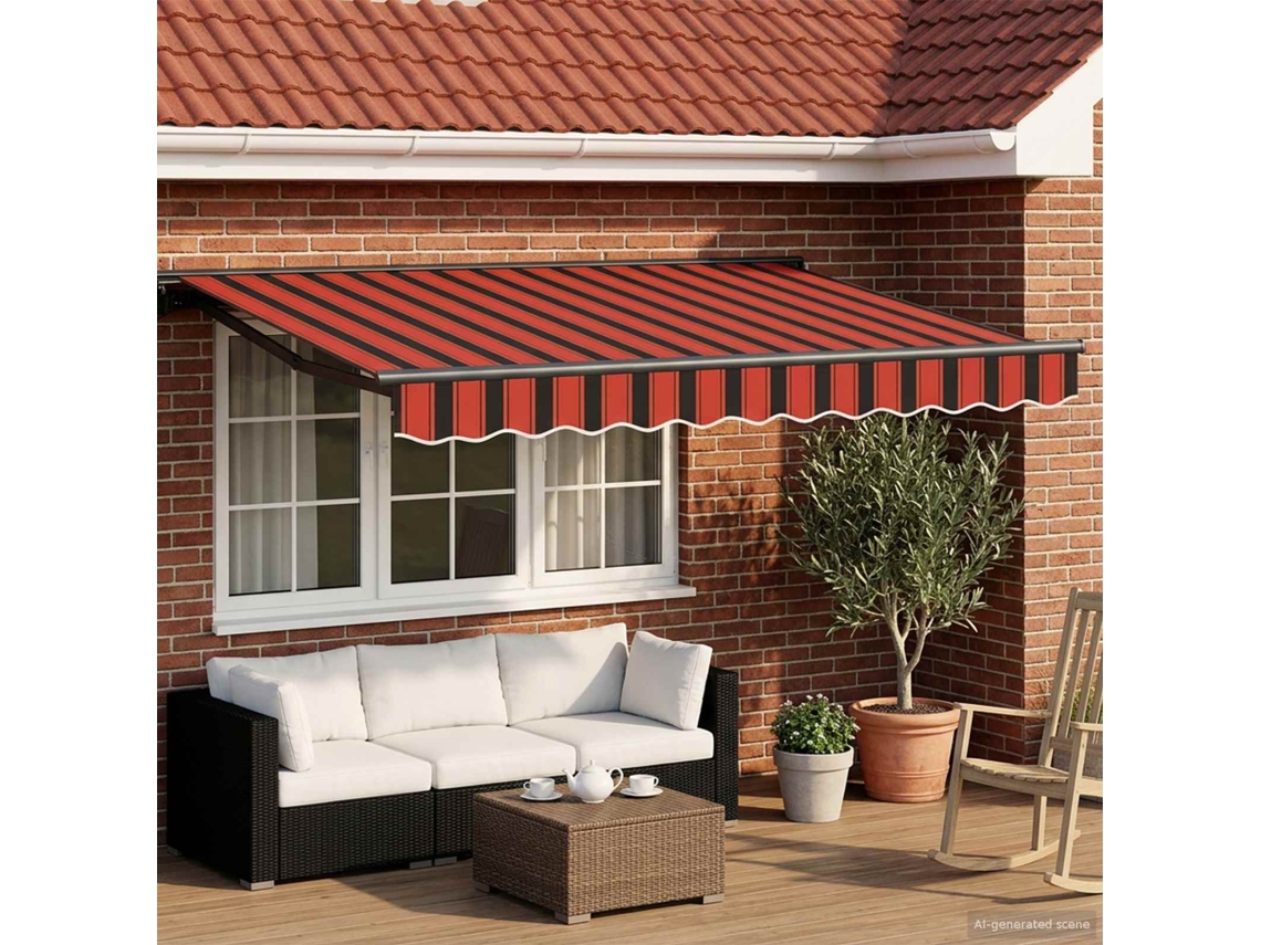 Vidaxl Toldo Retrátil Elétrico Laranja, Preto, Antracite 3,5 X 2,5 M
