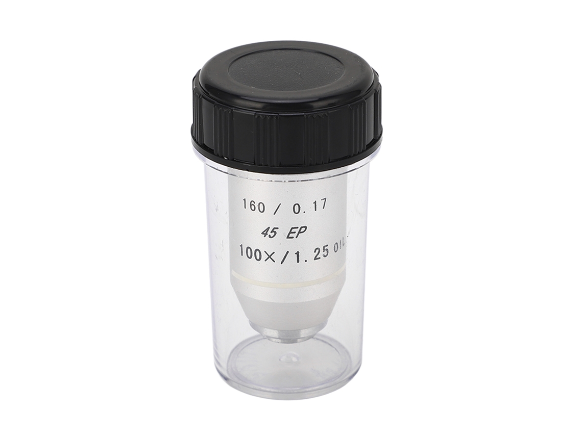 Objetiva de Microscópio Acromática 100x com Rosca Rms Padrão e Proteção de Mola