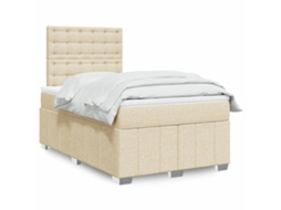 Vidaxl Cama Com Molas/colchão 120x200 Cm Tecido Cor Creme