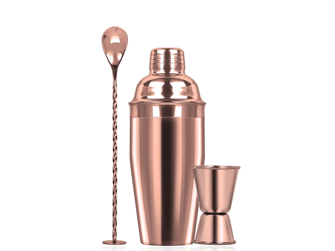 Conjunto De Coqueteleira Boston Profissional De Aço Inoxidável De 750 Ml Ouro Rosa Yunzii