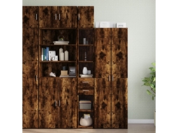 Gabinete de almacenamiento estrecho de madera de roble ahumado