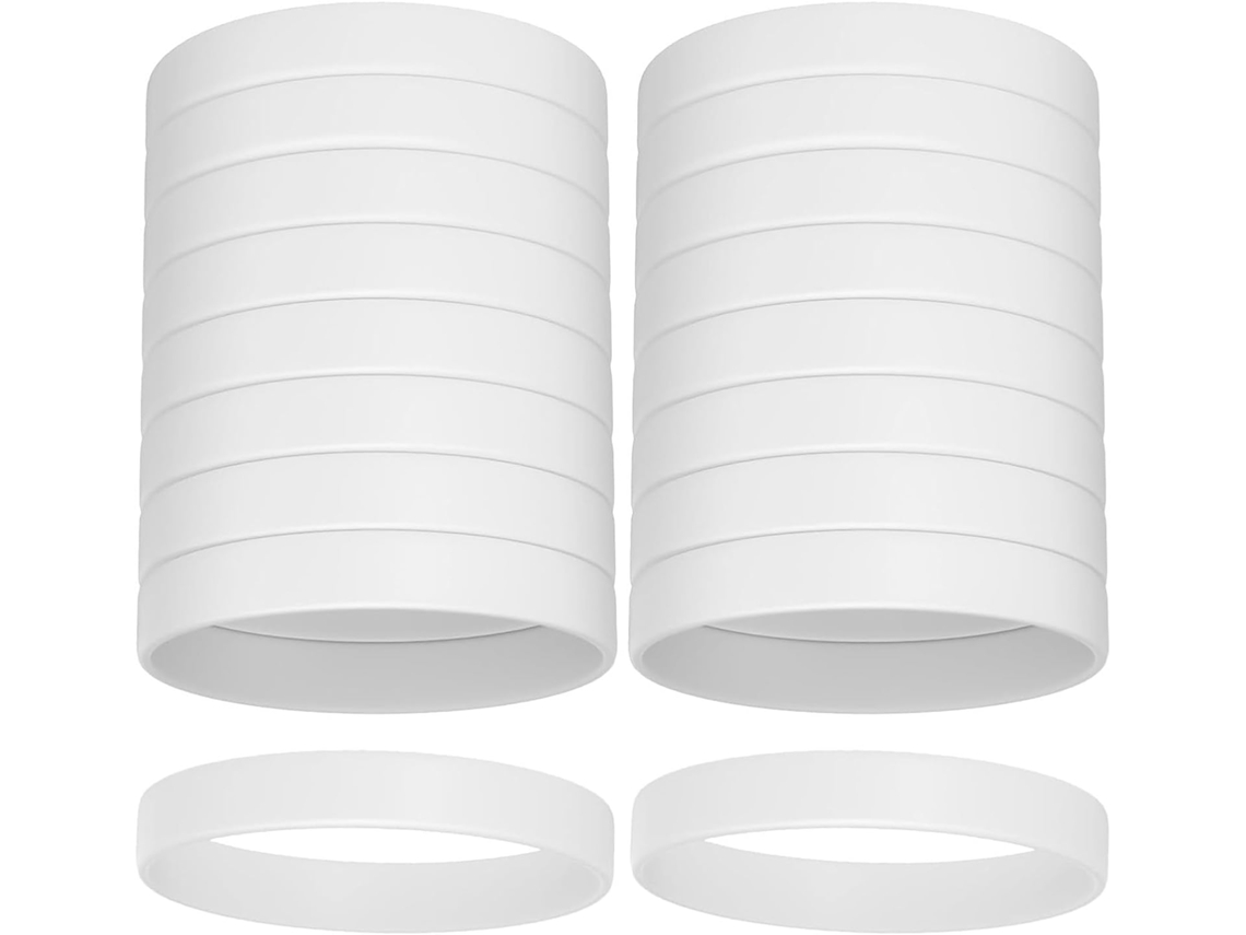 Conjunto Minimalista Com 50 Pulseiras De Silicone Branco.