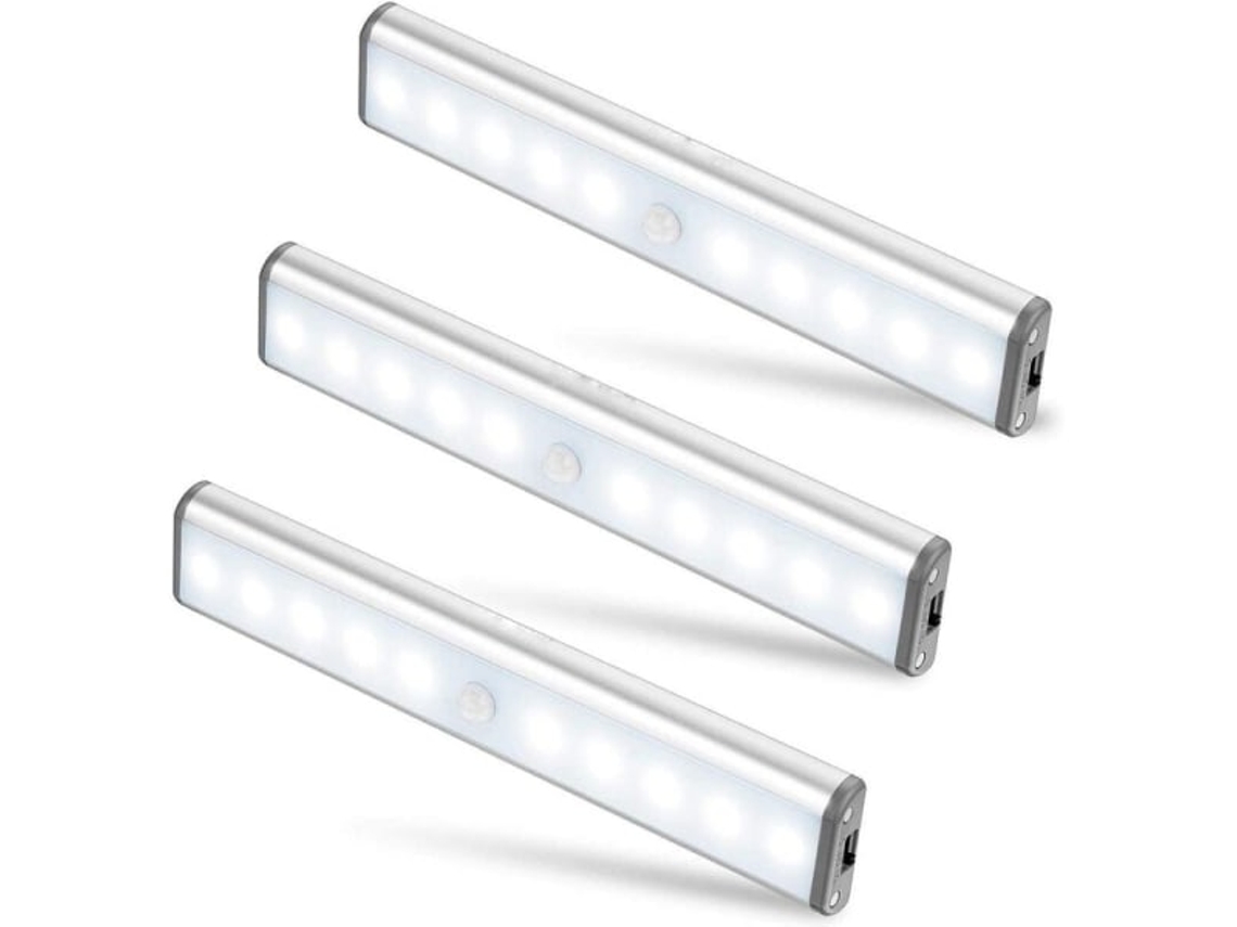 Conjunto de 3 Luzes Led Sem Fio com 10 Leds Cada, Recarregáveis​​ Via Usb, Portáteis, Brancas, Fo BRILVIBERA