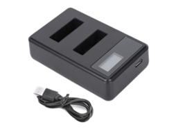 Carregador de mesa inteligente Seivi NP BX1 para baterias de câmeras Sony com tela LCD e duas entradas USB.