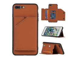 Compatível Com Iphone 8 Plus/7 Plus Capa De Couro Vintage Com Pára-choque - Marrom