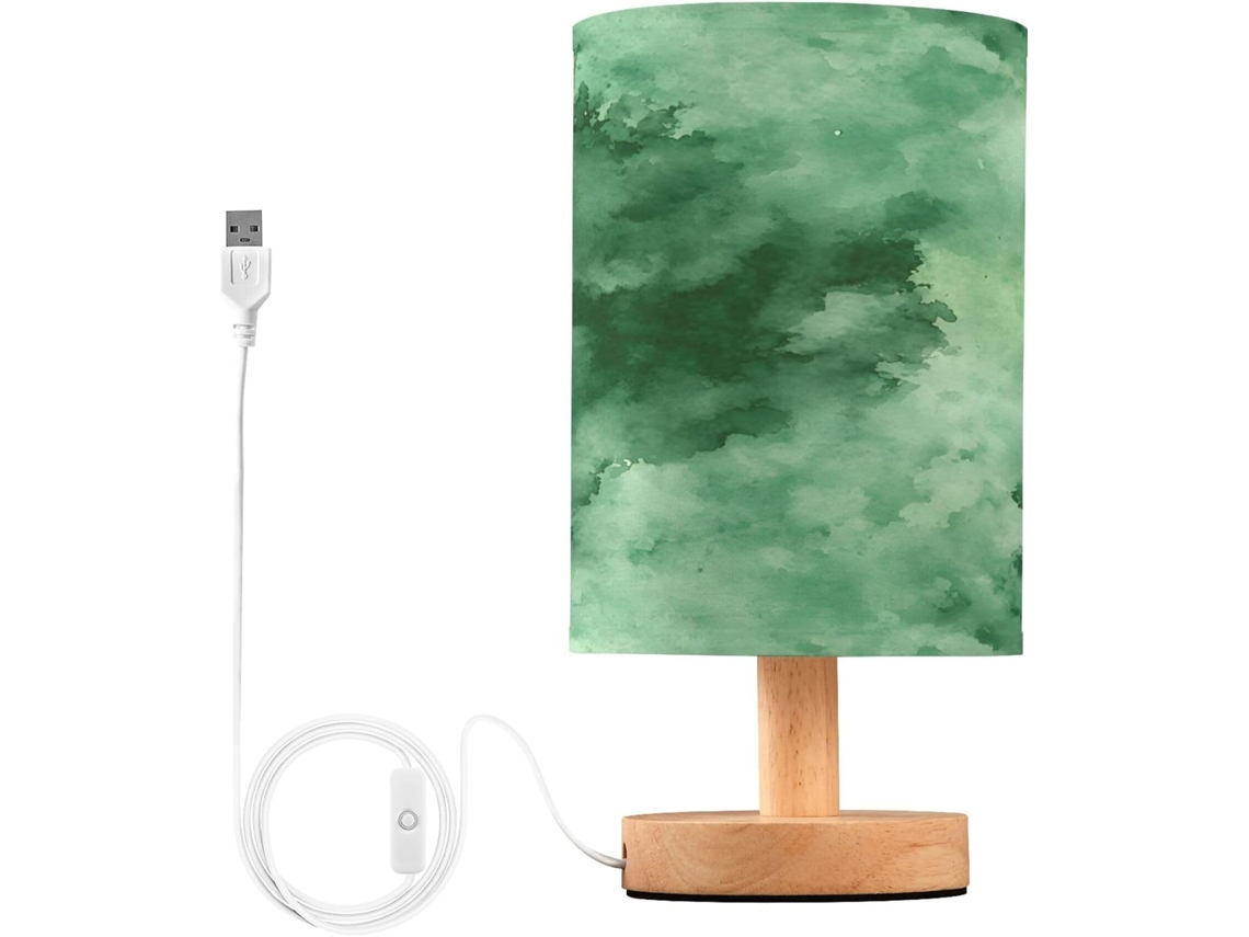 Abajur De Cabeceira Abstrato Verde Tie Dye Para Quarto, Luminária De Cabeceira Led, Luminária De Leitura Com Cúpula