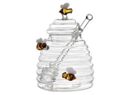 Pote De Vidro Para Mel Com Colher E Tampa, 500ml, Design De Abelha, Ideal Para Decorar.