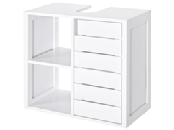 Móveis pia suspensa para banheiro com 2 prateleiras abertas e área fechada 60x30x54 cm branco S/MARCA