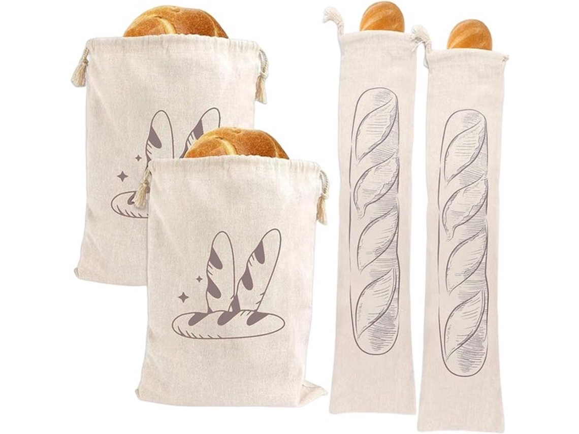 Conjunto De 4 Sacos De Armazenamento Reutilizáveis Para Linho Com Cordão.