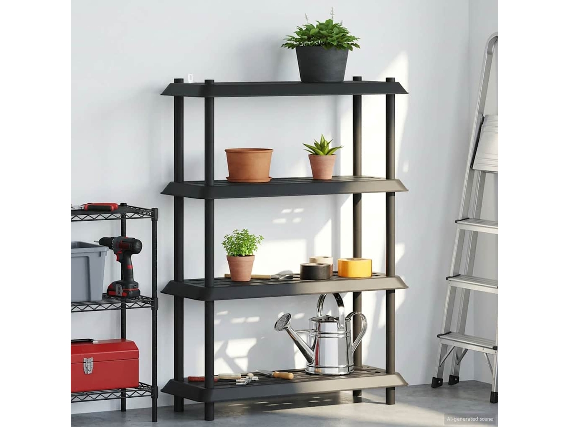 Vidaxl Unidade De Estante 4 Níveis 100 X 40 X 136,5 Cm Pp Antracite