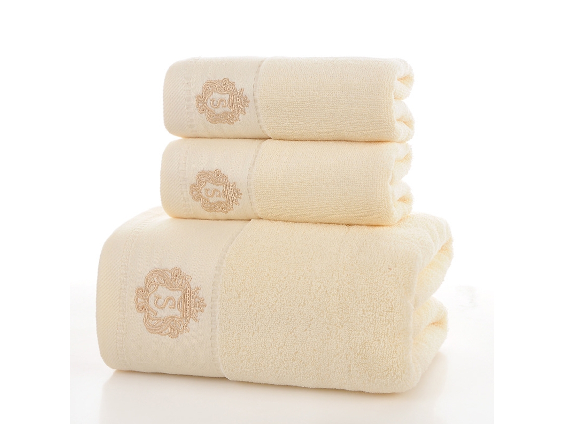 Conjunto De 3 Toalhas Em Puro Algodão Super Absorventes, De Secagem Rápida, Ideais Para Casas De Banho, Spas E Hotéis. Amarelo Hexinyigjly