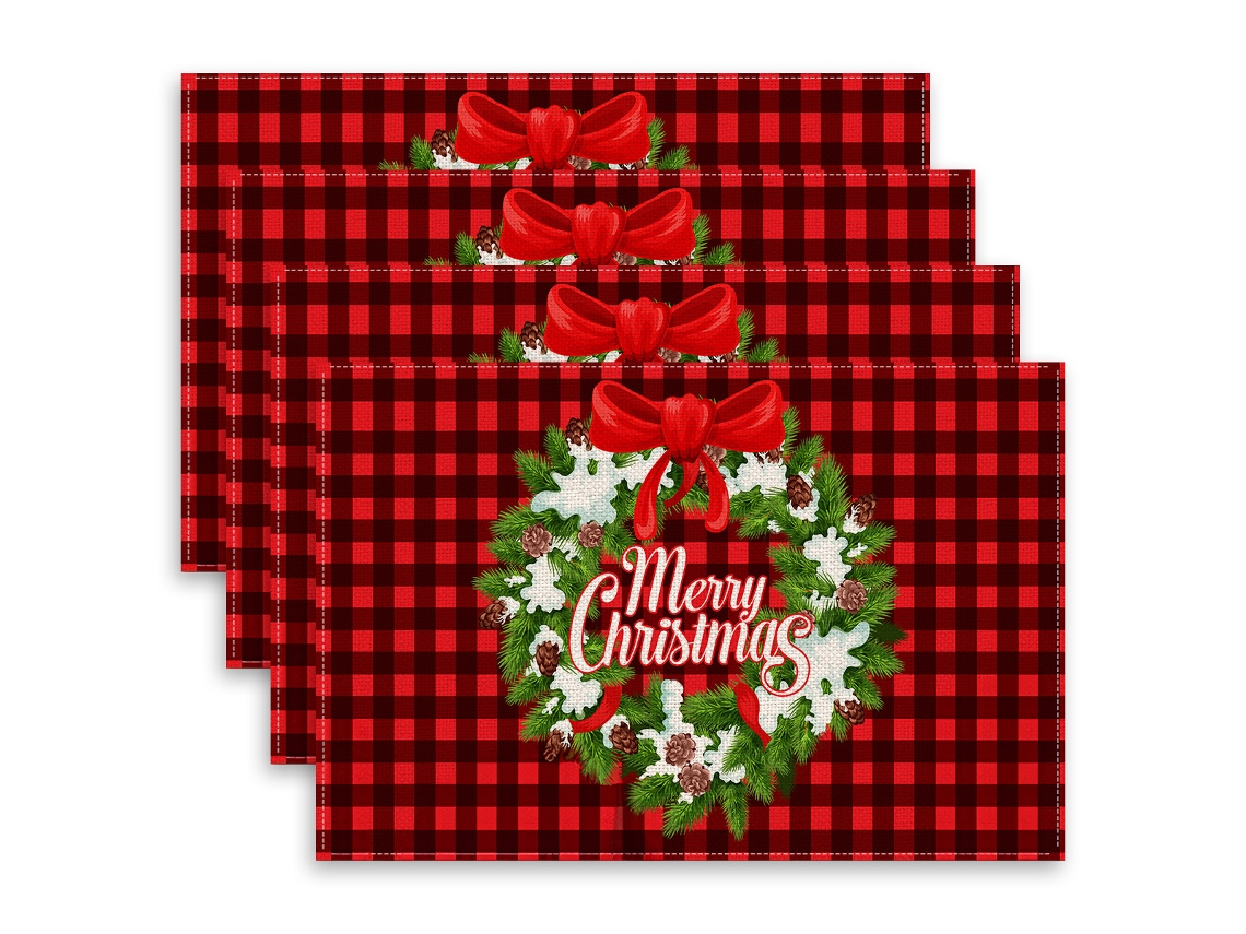 Sousplat de Natal em Linho Decoração de Mobiliário Isolante e Antiderrapante NEVEANCE