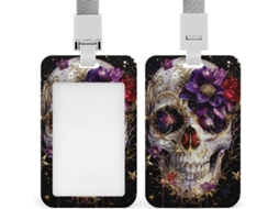 Clipe Crachá, Porta Crachá Com Design Retro De Caveira E Cordão, Porta Cartão De Identificação, Porta Crachá