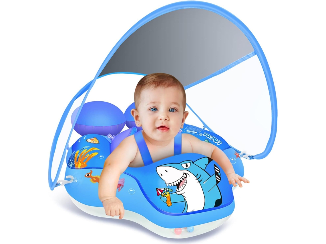 Boia Infantil Para Piscina, Com Proteção Solar, Tamanho P (ajustável De 8 A 11 Kg), Azul Escuro. Panoona