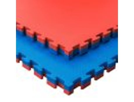 Tatami Puzzle 15 Peças 15M² Piso Tatami para Ginásio Ideal Artes Marciais 1M X 1M X 4Cm Azul/Vermelho Reversível JOWY