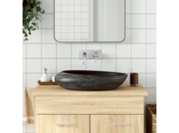 Vidaxl Lavatório De Bancada Oval 59x40x14 Cm Cerâmica Cinza E Preto