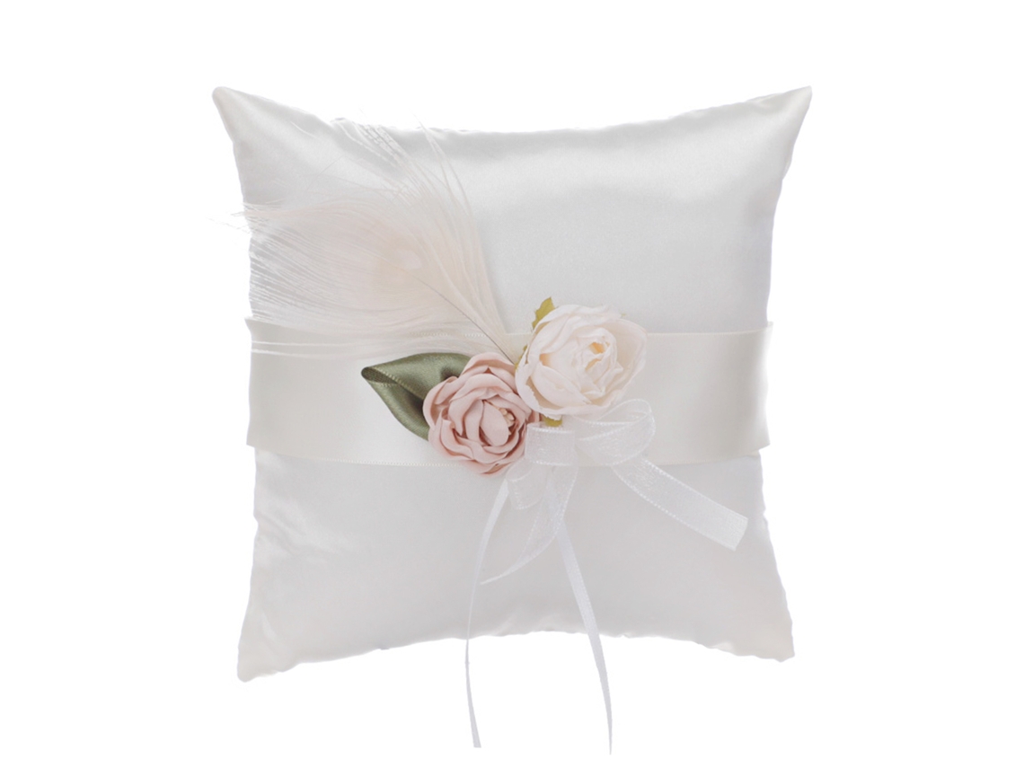 Laxiscreed Almofada De Aliança Com Flores De Cetim Para Casamentos E Momentos Especiais