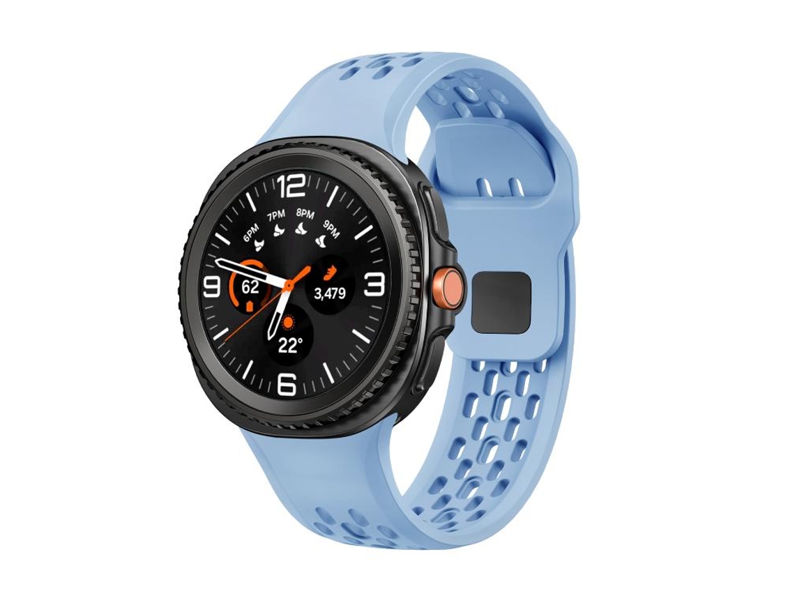 Bracelete Para Samsung Galaxy Watch 8 / 8 Classic - Silicone Com Fivela Reversa Preta No Estilo Clássico - Azul Claro