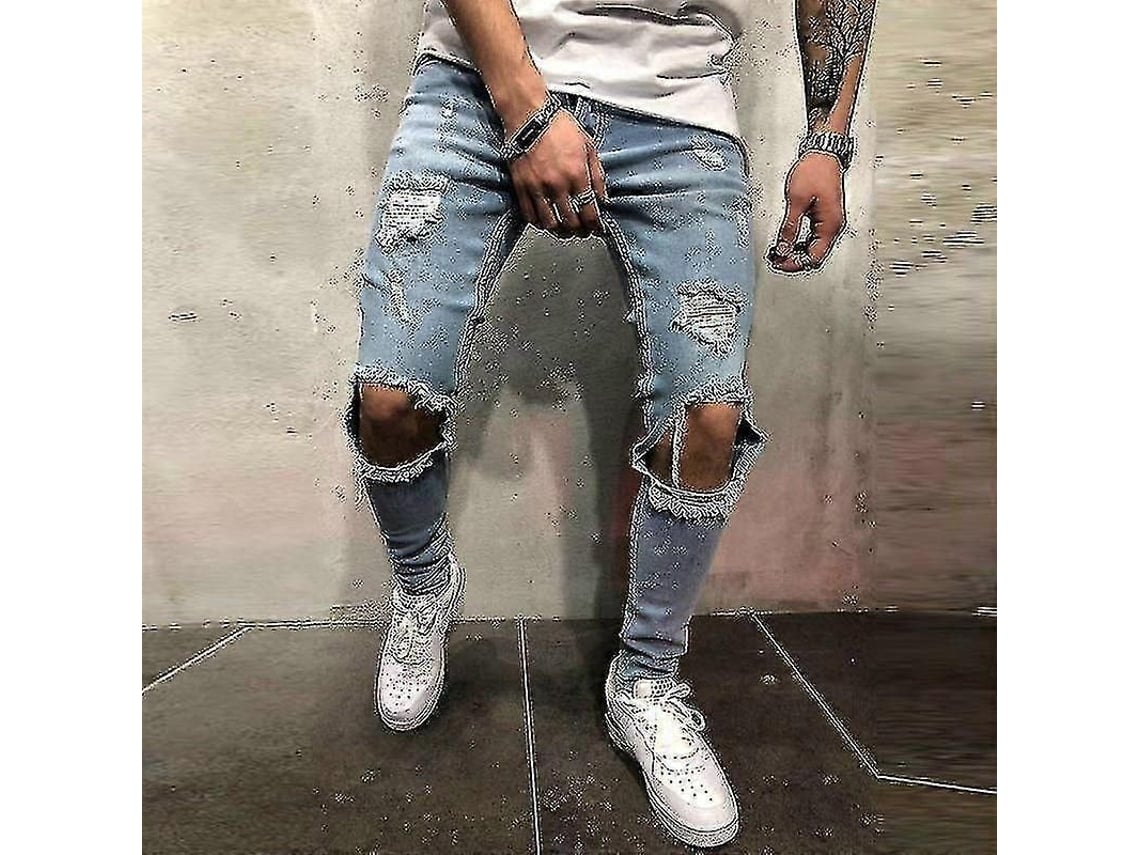 2026 pantalones Vaqueros Skinny Rotos para Hombre Con Elastano Talla Asiática