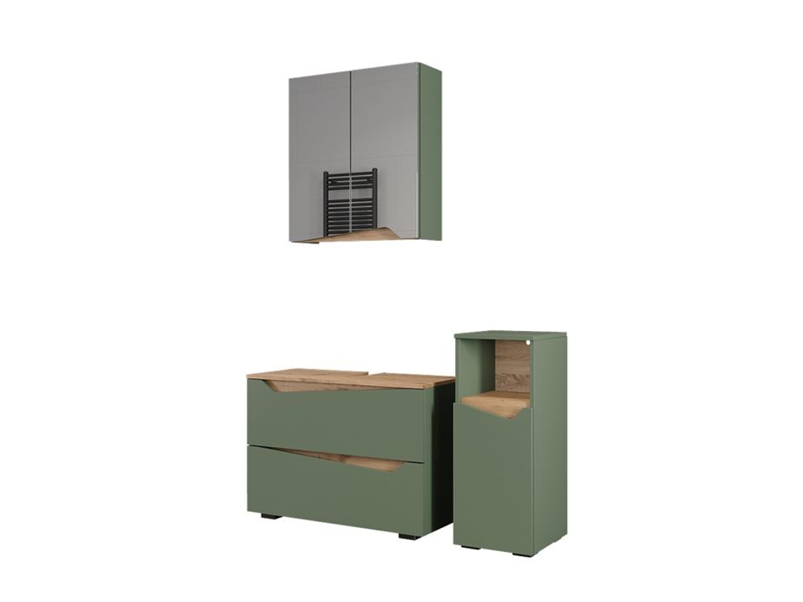 Móveis De Banheiro Marelle, 3 Partes Com Armário Midi, Verde/artisan, Vicco