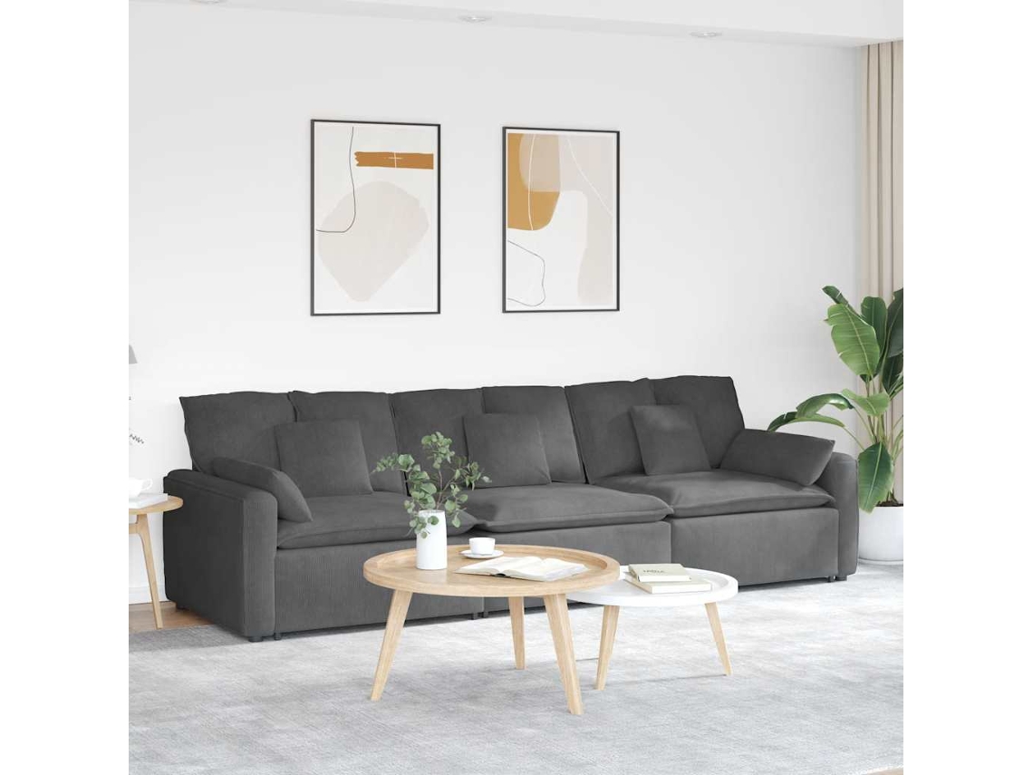 Vidaxl Sofá Modular Com Almofadas Cinzento-escuro