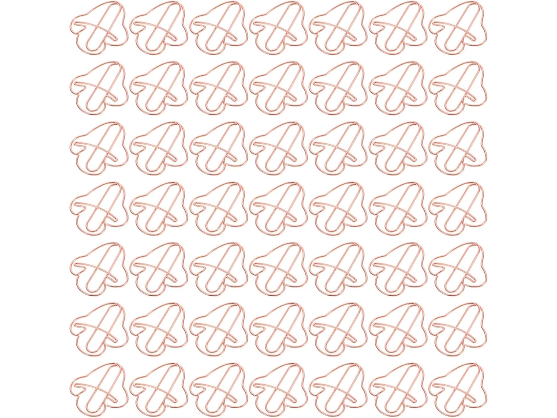 Conjunto Ibasenice com 50 clipes de papel metálicos criativos no formato Cogumelo para decoração escolar e trabalhos artísticos de feriados.