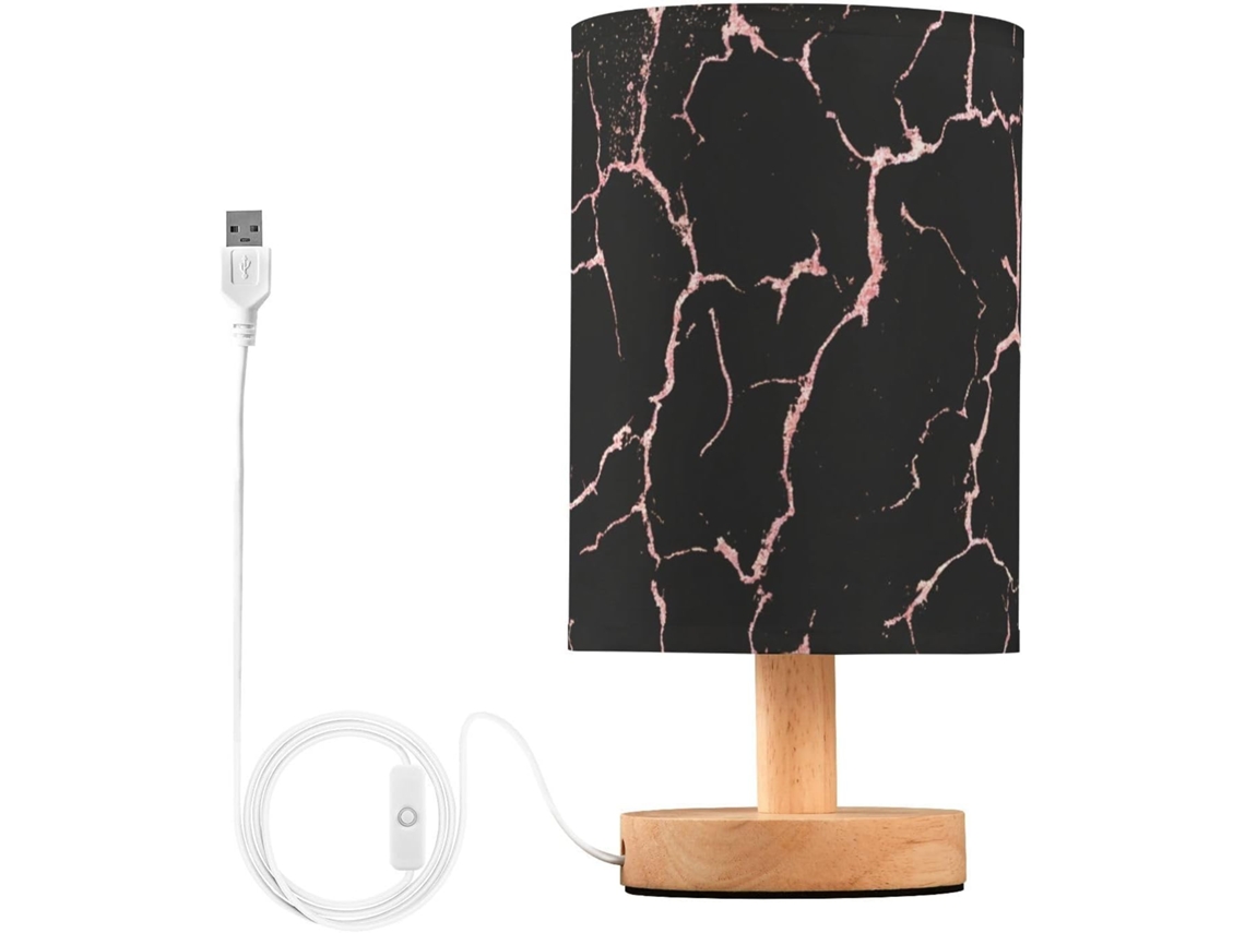Abajur De Cabeceira Mnsruu Em Mármore Rosé, Com Led, Para Mesa Ou Quarto Lâmpada Inclusa