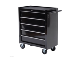 Caixa de Ferramentas Rolável, 5 Gavetas, Aço Preto, 48x35x77cm | S/MARCA