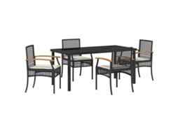 Maison Exclusive - Conjunto De Jantar Para Jardim Com Almofada 5 Pcs Preto Vime