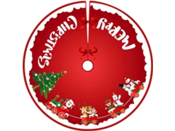 Tapete Para Árvore De Natal, 122 Cm (48 Polegadas), Vermelho, Com Estampa De Papai Noel E Flocos De Neve