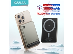 Kuulaa Kl-yd75 Carregador Portátil Magnético Sem Fios De 15w (20w, 37wh, 10000mah) Com 1 Entrada E 2 Saídas