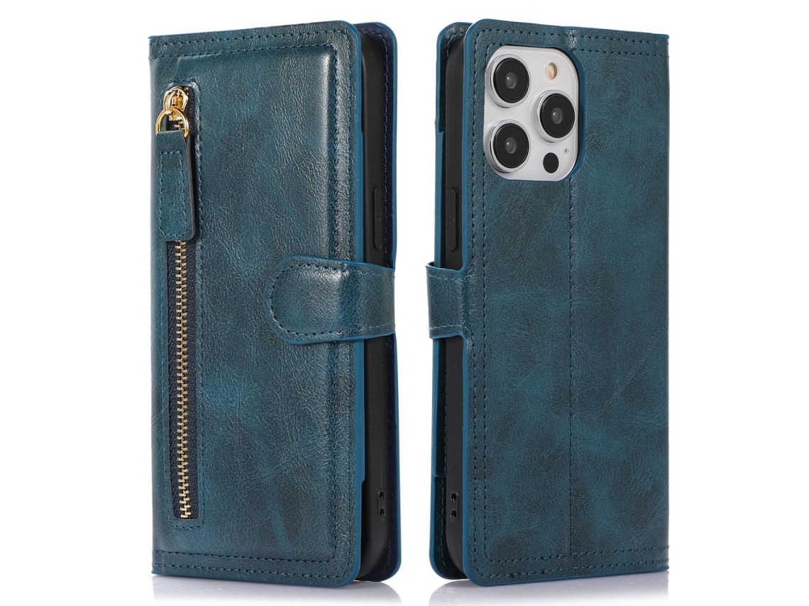 Capa Para Iphone 15 Pro Pele Sintética Anti-choque Azul