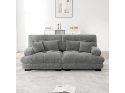 Sofá Cloud 2 Lugares Chenille Com 2 Almofadas Lombares E 2 Almofadas Decorativas Cinza Mobrio
