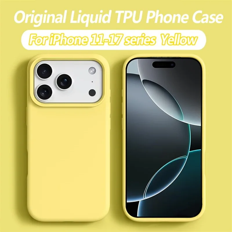 Capa De Silicone Líquido À Prova De Choque Para Iphone (iphone 17 Amarelo), Capa Protetora Macia.