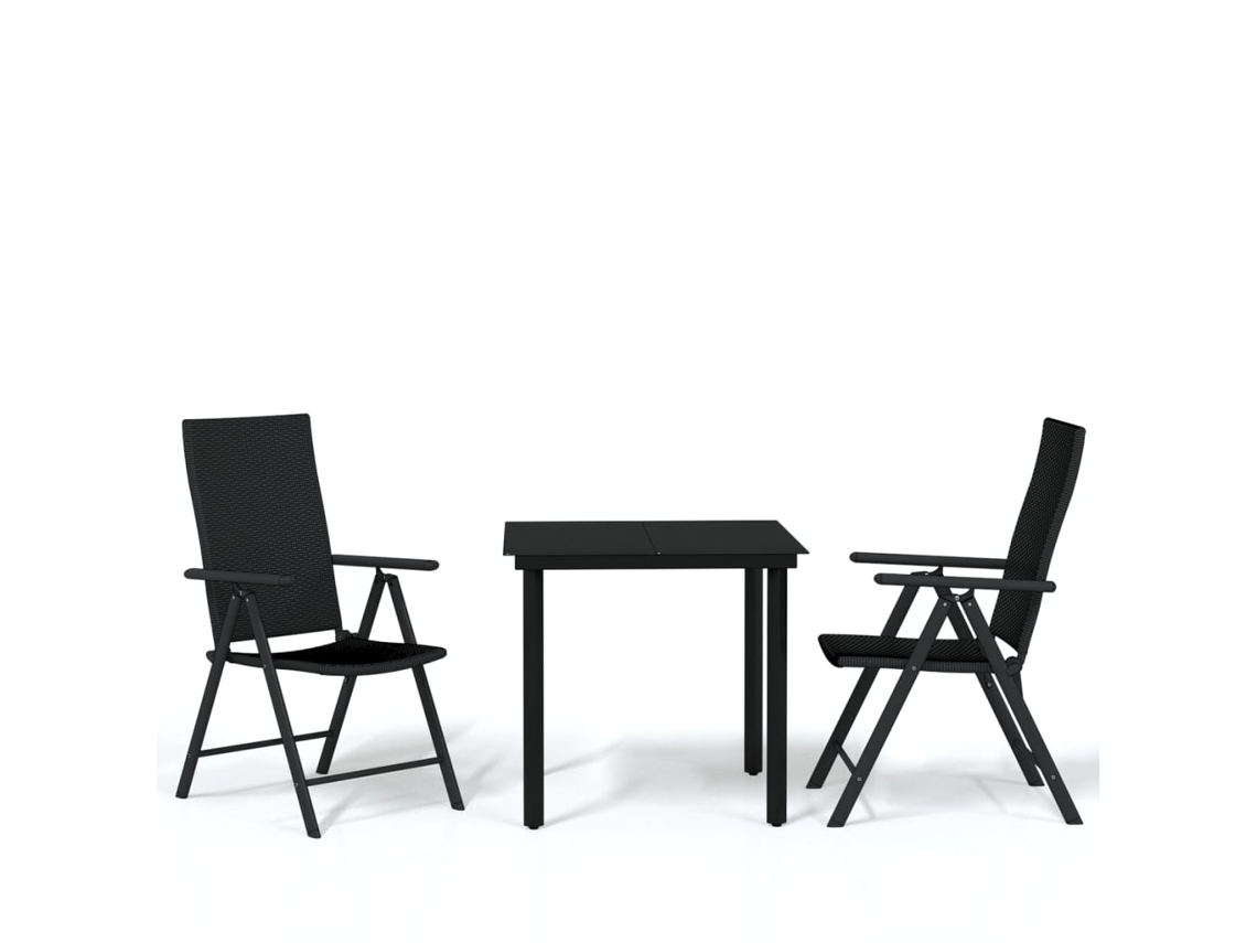 Maison Exclusive - 3 Pcs Conjunto De Jantar Para Jardim Preto