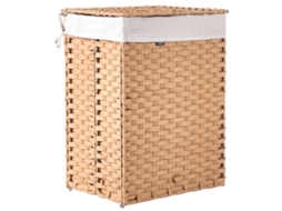 Cesto Trenzado Con Interior Extraíble Beliani Mucubaji De Tela Marrón 43x32x60