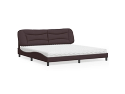Vidaxl Cama Com Colchão Hvar 200x200 Cm Tecido Castanho-escuro