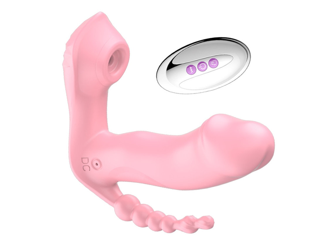 Vibrador de Sucção Vestível de 7 Modos Estimulador de Clitóris de Vagina Anal Rosa ENZONS