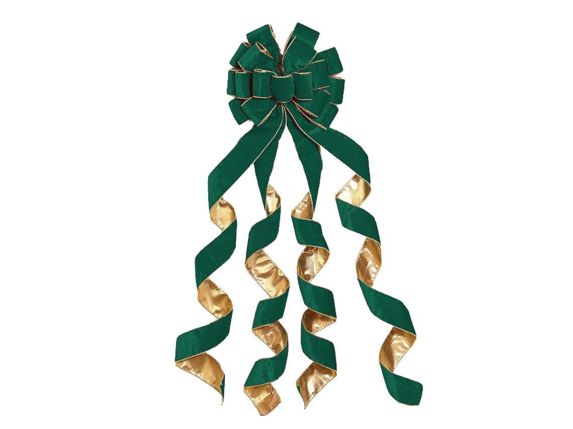 Laxiscreed Laço Grande Em Veludo Verde Com Borda Dourada Para Decoração De Natal
